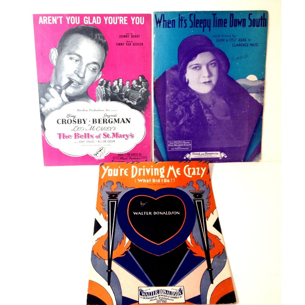 3 Vintage 1930s - 45 Sheet Music Crosby Bergman Aren't you Glad Mildred Bailey